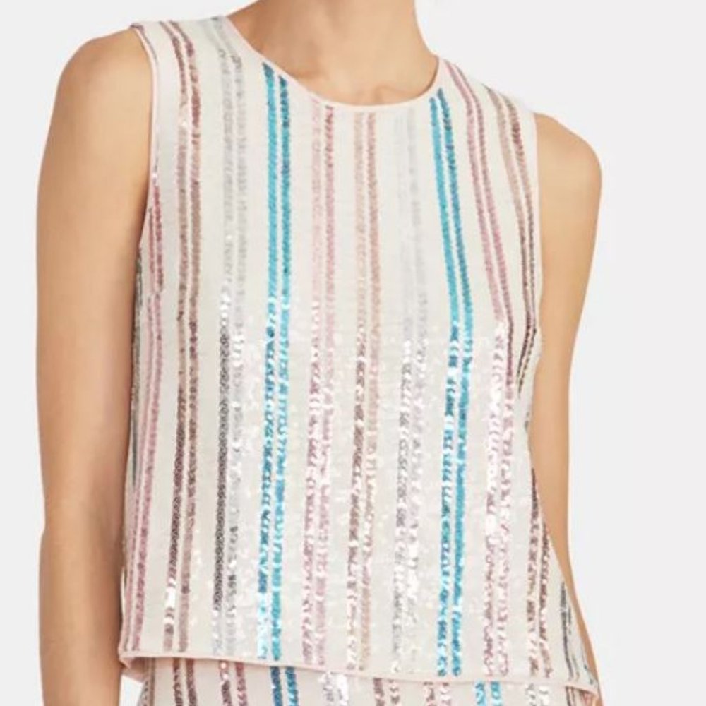 RACHEL Rachel Roy's Addie Sequin-Striped Top Size Medium